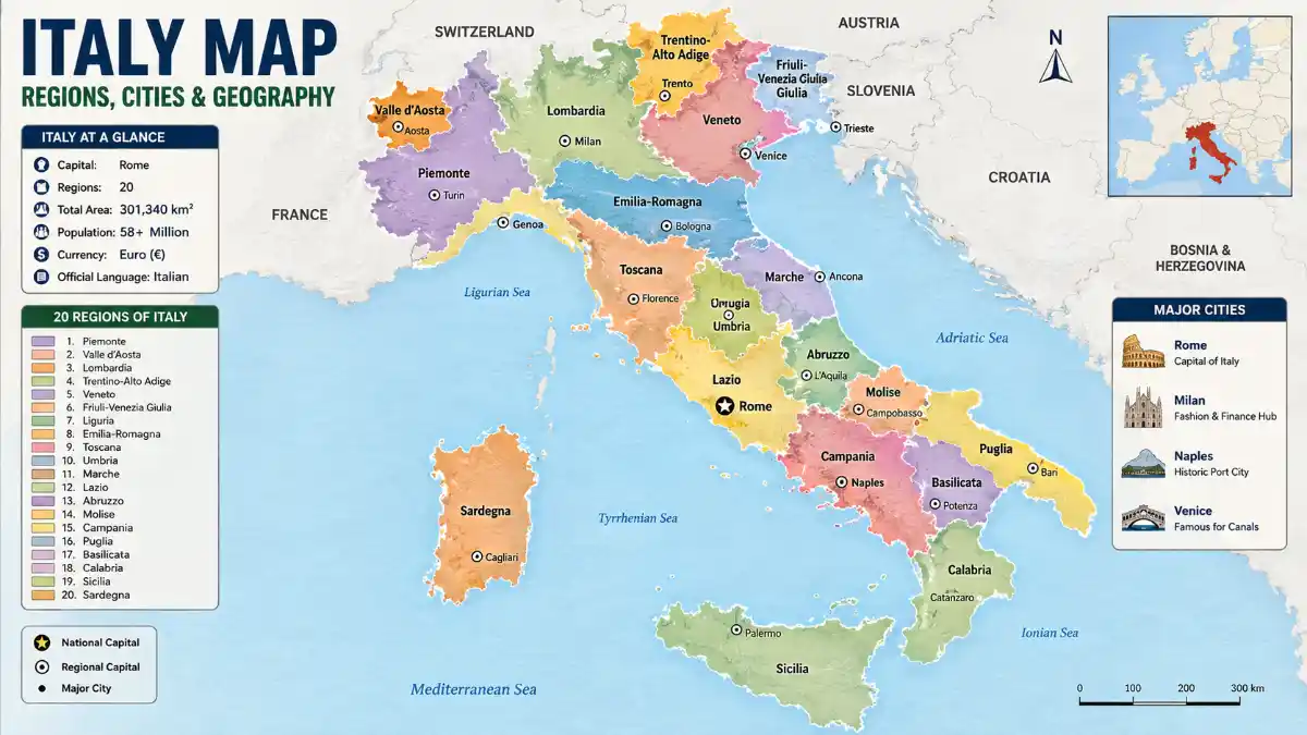 Italy Map: Regions, Cities, and Geography Explained